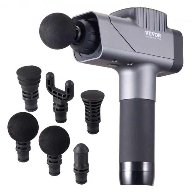 Experience Ultimate Muscle Relief with VEVOR Deep Tissue Massage Gun - 8 Speed Levels & 6 Custom Massage Heads for Athletes