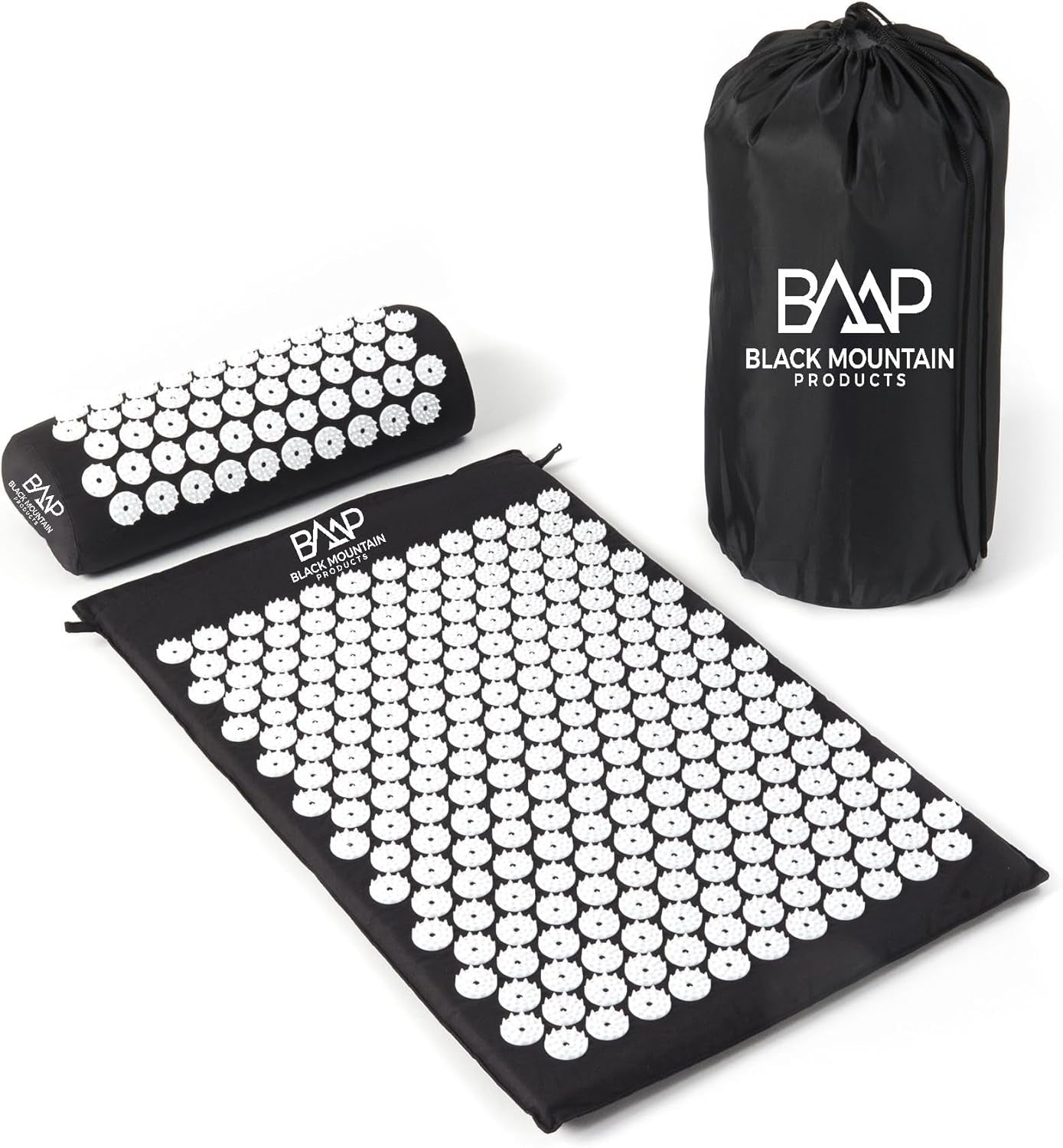 Acupressure Mat with Pillow & Carrying Bag - Acupressure Mat for Trigger Pt. Massage Therapy, Black