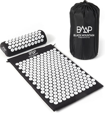Acupressure Mat with Pillow & Carrying Bag - Acupressure Mat for Trigger Pt. Massage Therapy, Black