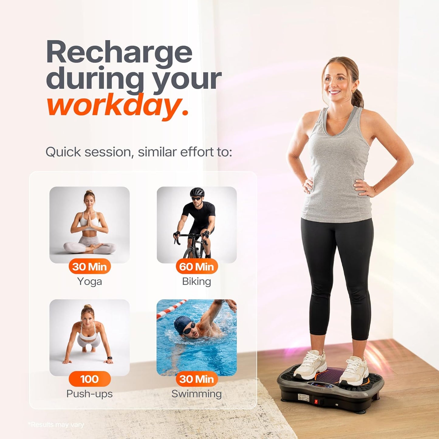 Powerfit Vibration Plate Exercise Machine - Full Body Vibration Platform for Weight Loss & Lymphatic Drainage