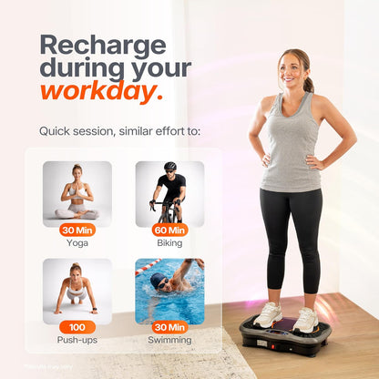 Powerfit Vibration Plate Exercise Machine - Full Body Vibration Platform for Weight Loss & Lymphatic Drainage