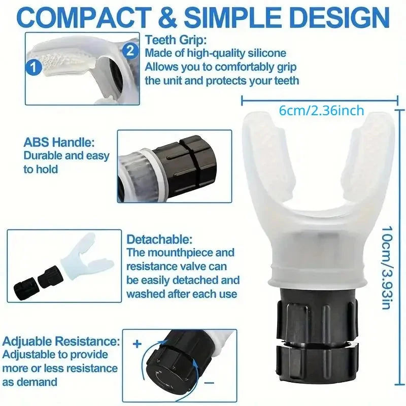 Lung Breathing Trainer | Adjustable Inspiratory & Expiratory Resistance Device | Improve Lung Capacity