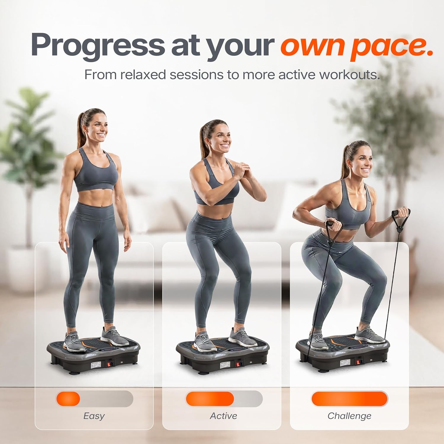 Powerfit Vibration Plate Exercise Machine - Full Body Vibration Platform for Weight Loss & Lymphatic Drainage