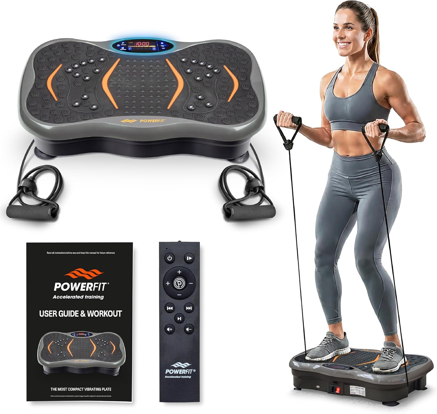 Powerfit Vibration Plate Exercise Machine - Full Body Vibration Platform for Weight Loss & Lymphatic Drainage