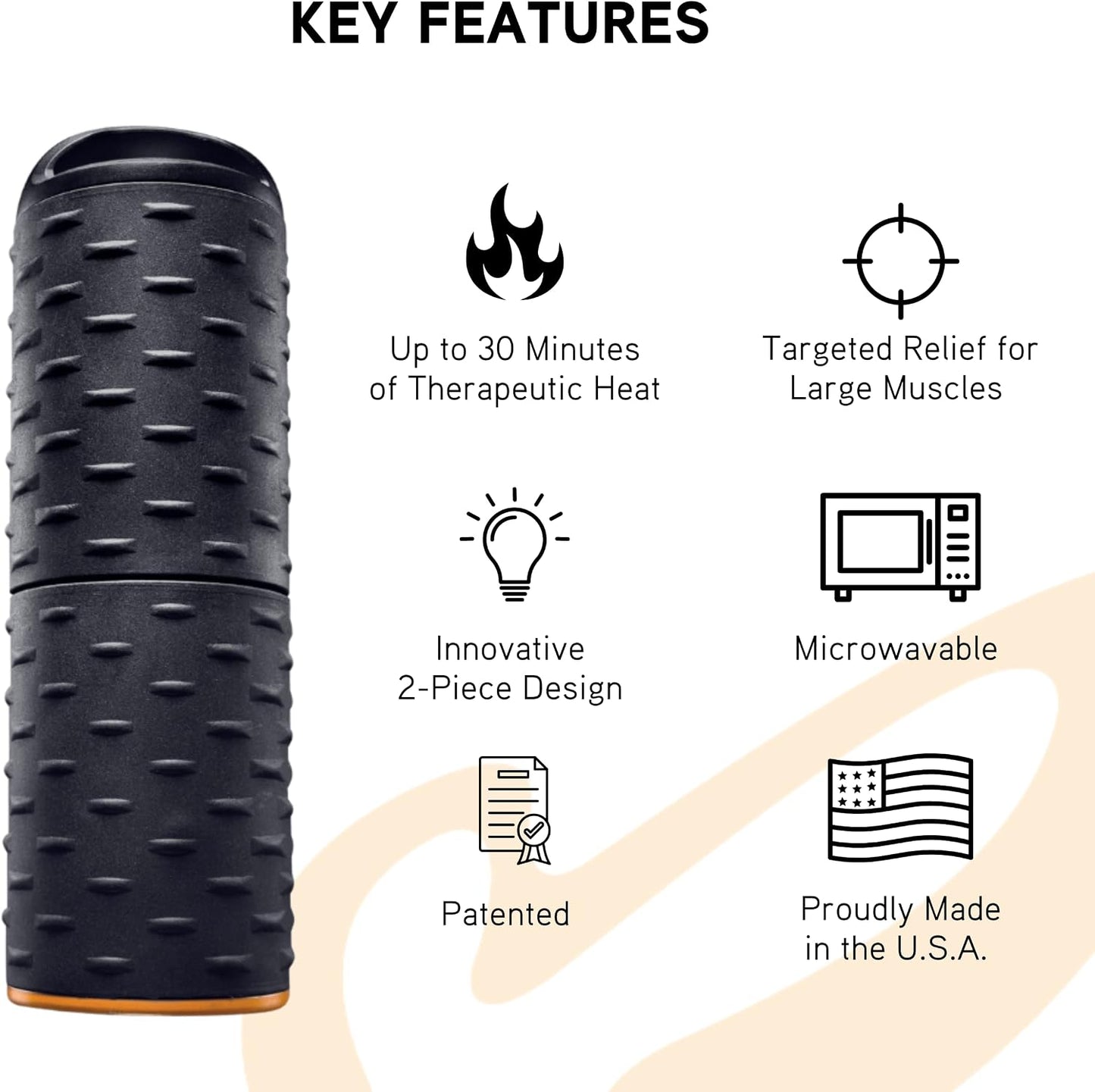 heat Roller V3, Heated Roller for Back & Neck Pain, Great Replacement for Your Traditional Foam Roller, Firm for Deep Tissue Massage, Physical Therapy, Exercise Recovery, Microwavable