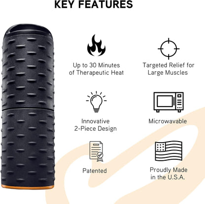 heat Roller V3, Heated Roller for Back & Neck Pain, Great Replacement for Your Traditional Foam Roller, Firm for Deep Tissue Massage, Physical Therapy, Exercise Recovery, Microwavable