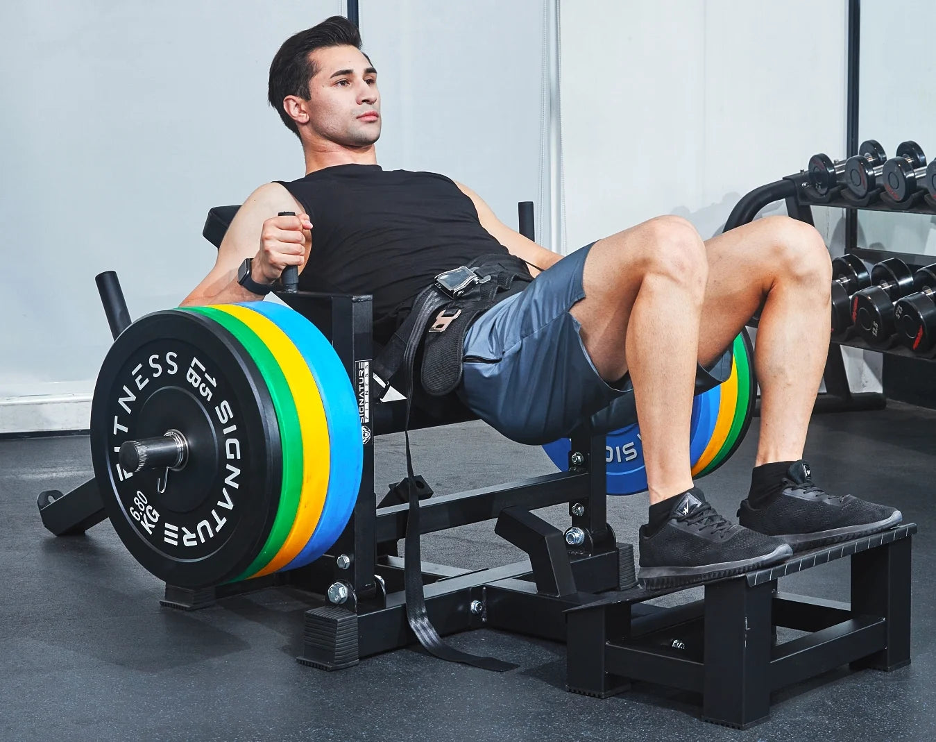 Unleash Your Power with the Signature Fitness Glute Bridge Plate-Loaded Hip Thrust Machine - Black Steel Frame, 176.37 lb - Build Stronger Glutes Safely and Effectively!