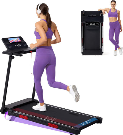Electric Treadmill for Home Small, Walking Pad with Handle Bar, 3.5HP Portable Mini Treadmill for Home Exercising, Small Walking Pad Treadmill with Handle Bar and Incline, 0.6-10MPH, 400LBS