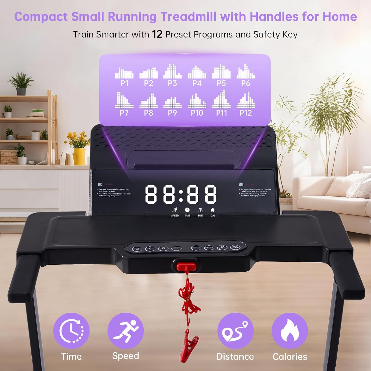 Electric Treadmill for Home Small, Walking Pad with Handle Bar, 3.5HP Portable Mini Treadmill for Home Exercising, Small Walking Pad Treadmill with Handle Bar and Incline, 0.6-10MPH, 400LBS