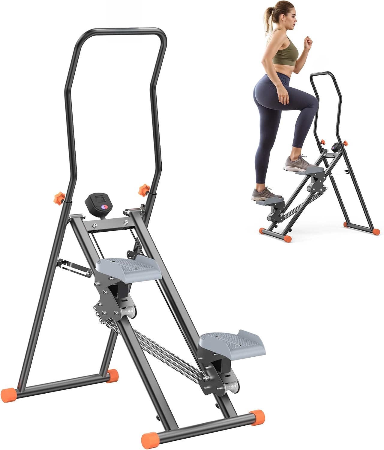 Stair Steppers with Resistance at Home Gym, Folding Vertical Climber Cardio Exercise Machine, Stair Climber for Full Body Workout with LED Display