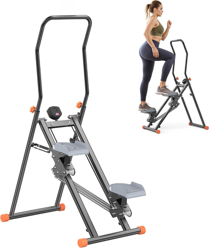 Stair Steppers with Resistance at Home Gym, Folding Vertical Climber Cardio Exercise Machine, Stair Climber for Full Body Workout with LED Display