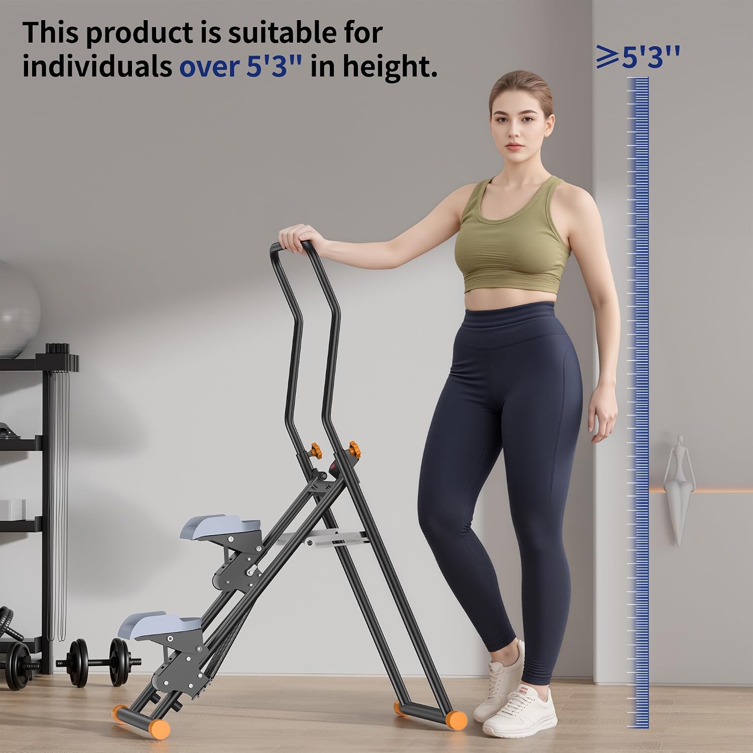 Stair Steppers with Resistance at Home Gym, Folding Vertical Climber Cardio Exercise Machine, Stair Climber for Full Body Workout with LED Display