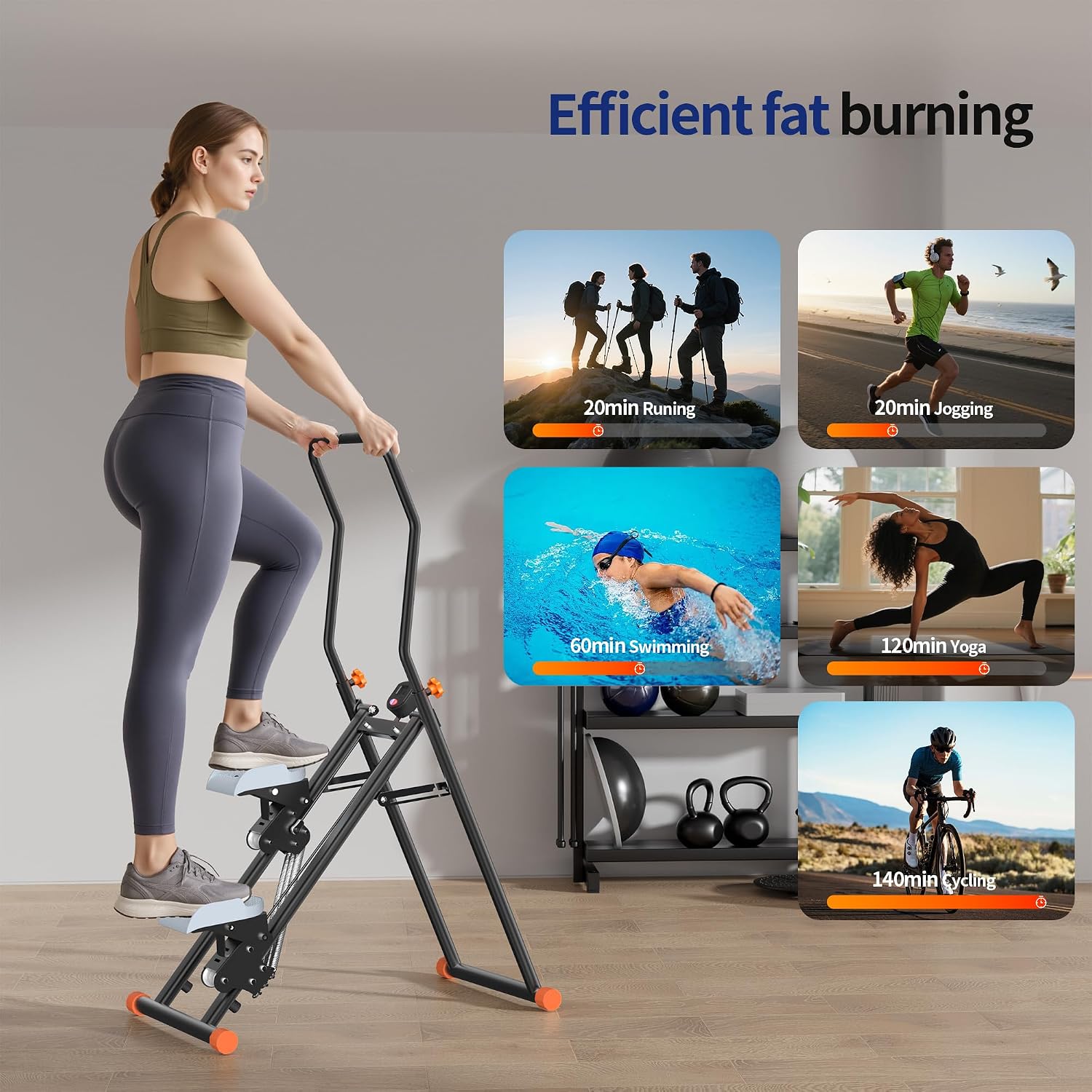 Stair Steppers with Resistance at Home Gym, Folding Vertical Climber Cardio Exercise Machine, Stair Climber for Full Body Workout with LED Display
