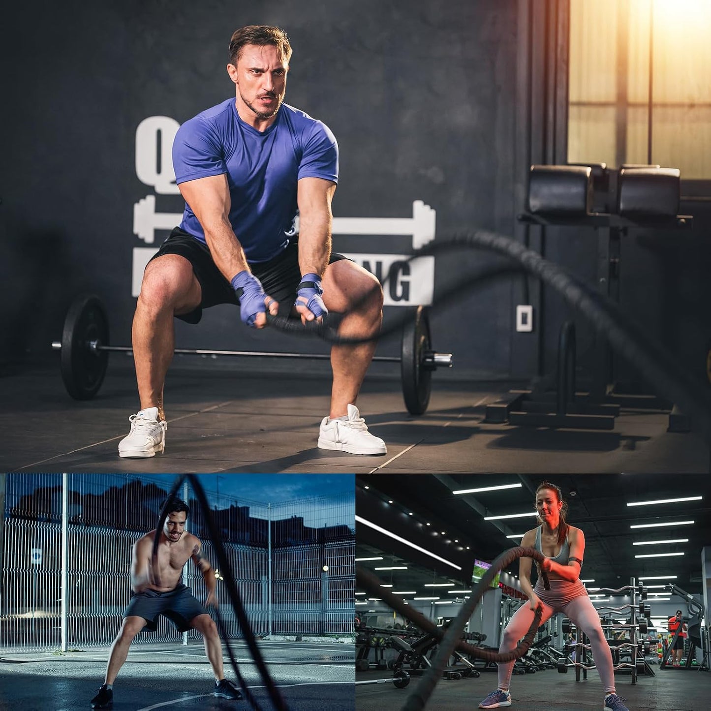 Battle Ropes Black Workout Rope 1 Inch Battle Ropes for Home Gym 30Ft Exercise Ropes for Working Out Heavy Ropes for Exercise Training Weighted Rope Weighted Workout Rope Battle Rope