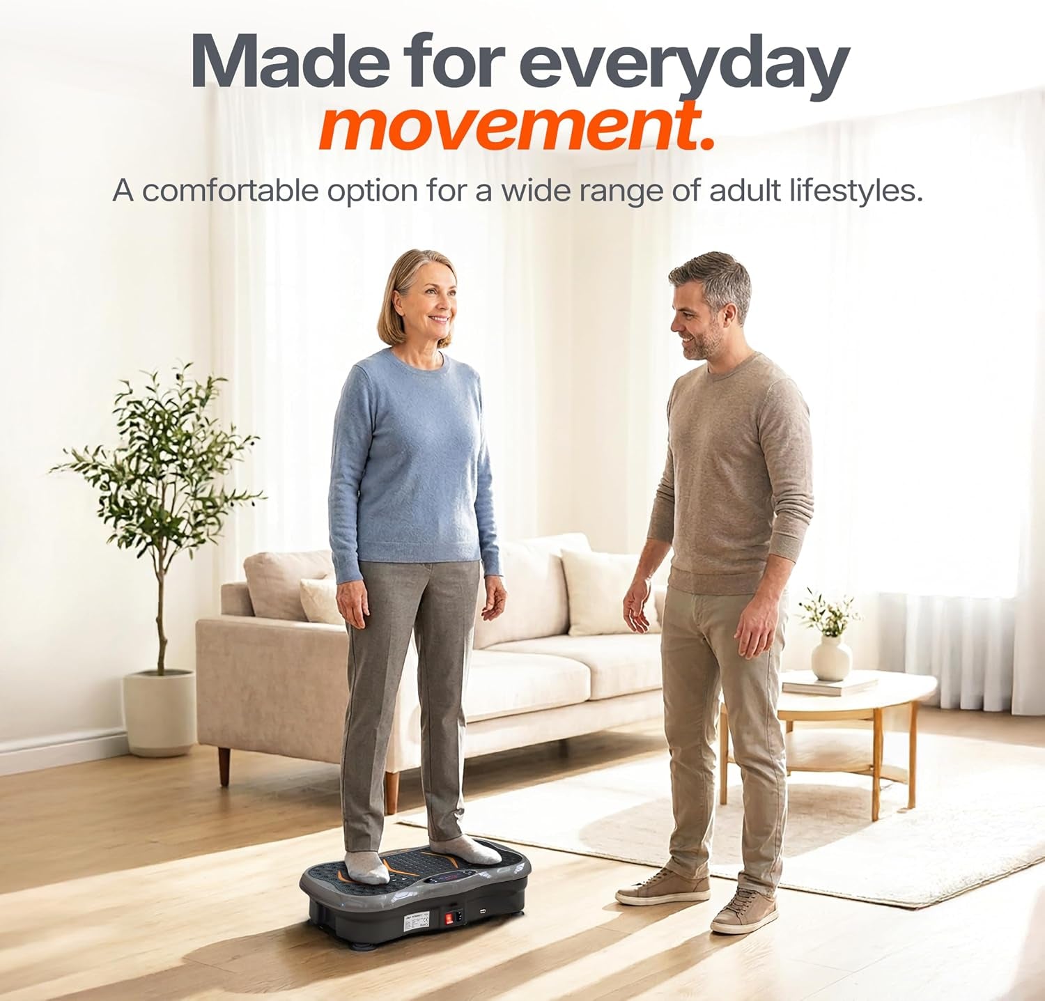 Powerfit Vibration Plate Exercise Machine - Full Body Vibration Platform for Weight Loss & Lymphatic Drainage