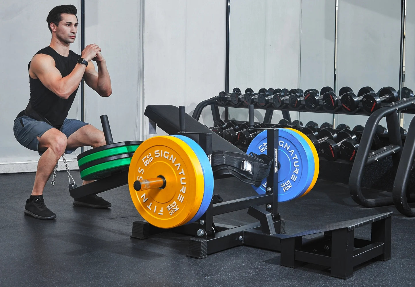 Unleash Your Power with the Signature Fitness Glute Bridge Plate-Loaded Hip Thrust Machine - Black Steel Frame, 176.37 lb - Build Stronger Glutes Safely and Effectively!